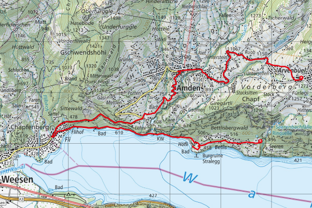 Bike-Route Arvenbüel - Walensee - Arvenbüel