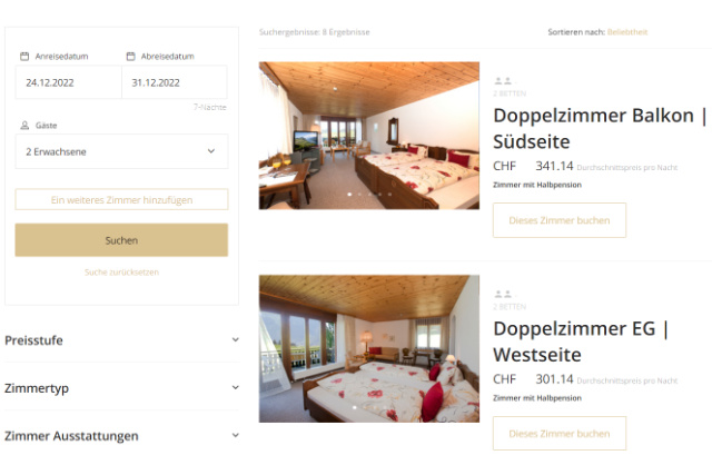 Hotelzimmer Reservationsformular