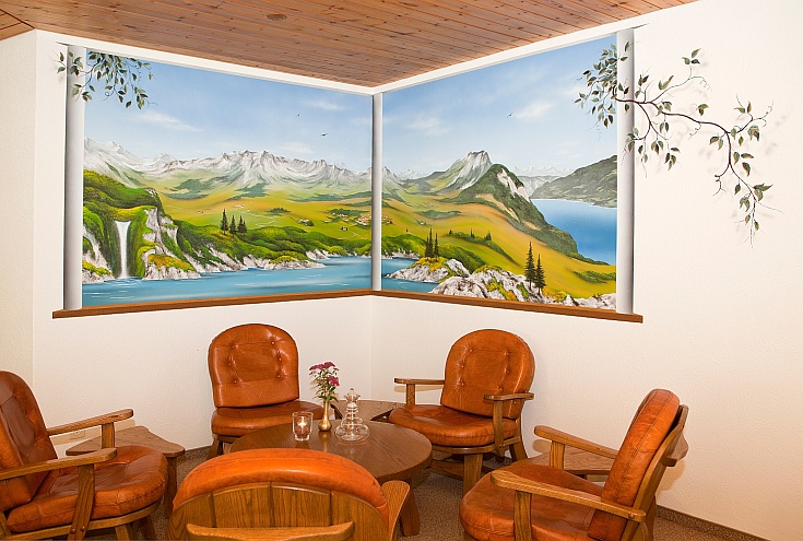 comfortable sitting area in the common room